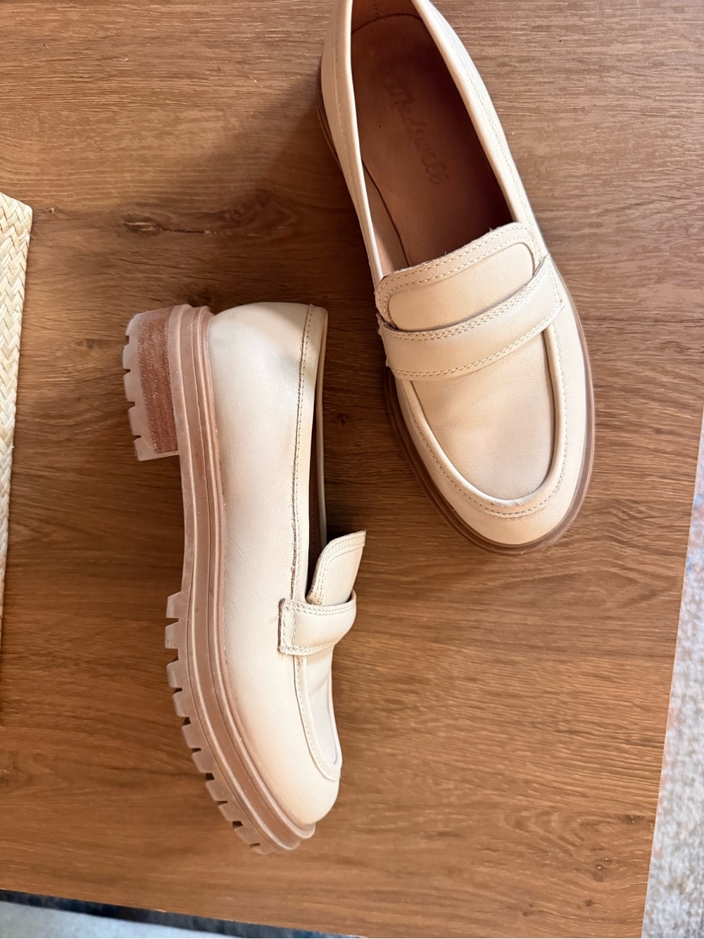 Madewell Cream Platform Penny Loafers